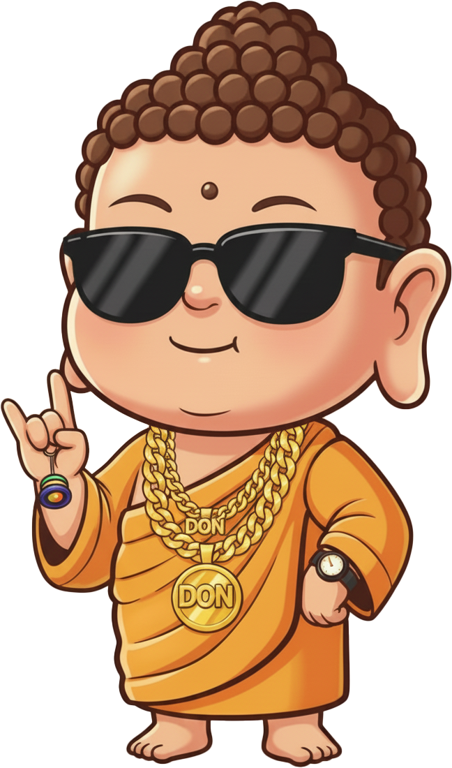 Branding Buddhas mascot with sunglasses